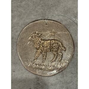 Light pink glass lamb star Christmas Ornament 4.5” tall